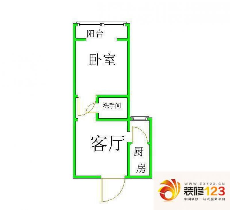 天淼山莊公寓戶型圖一室一廳一衛 .