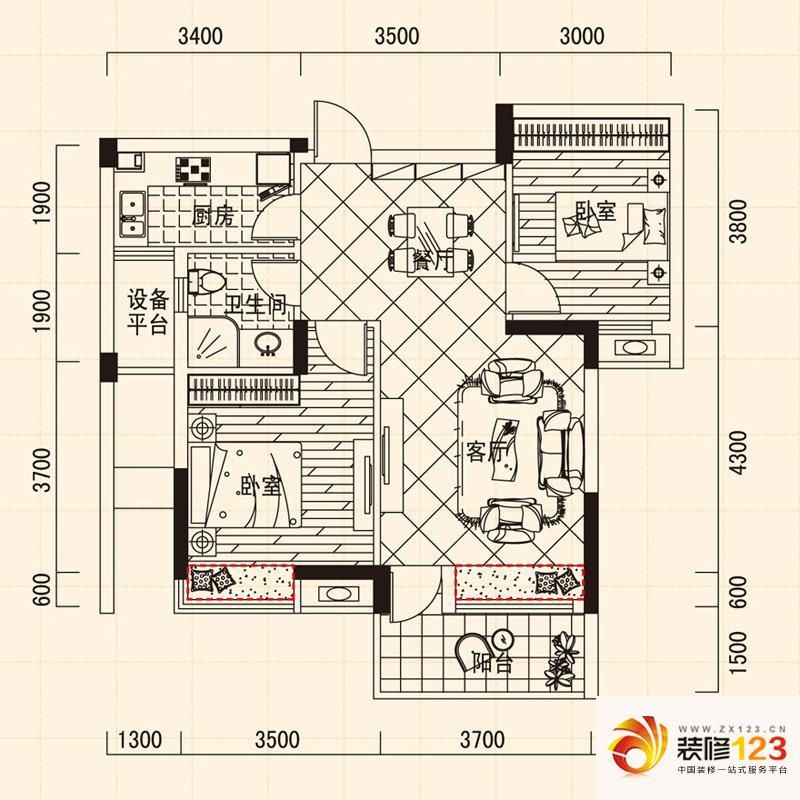 万泰新语户型图户型A 2室2厅1卫1 ...