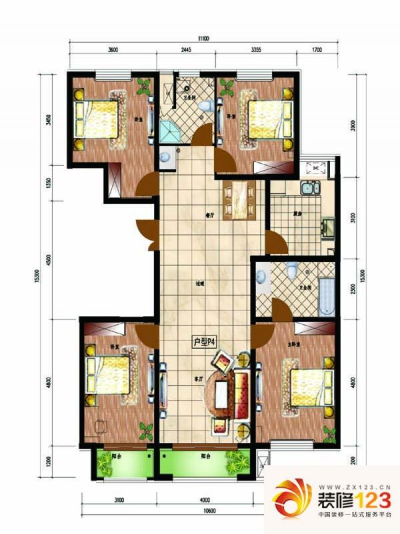 北京江南山水江南山水t4一层户型户型图.