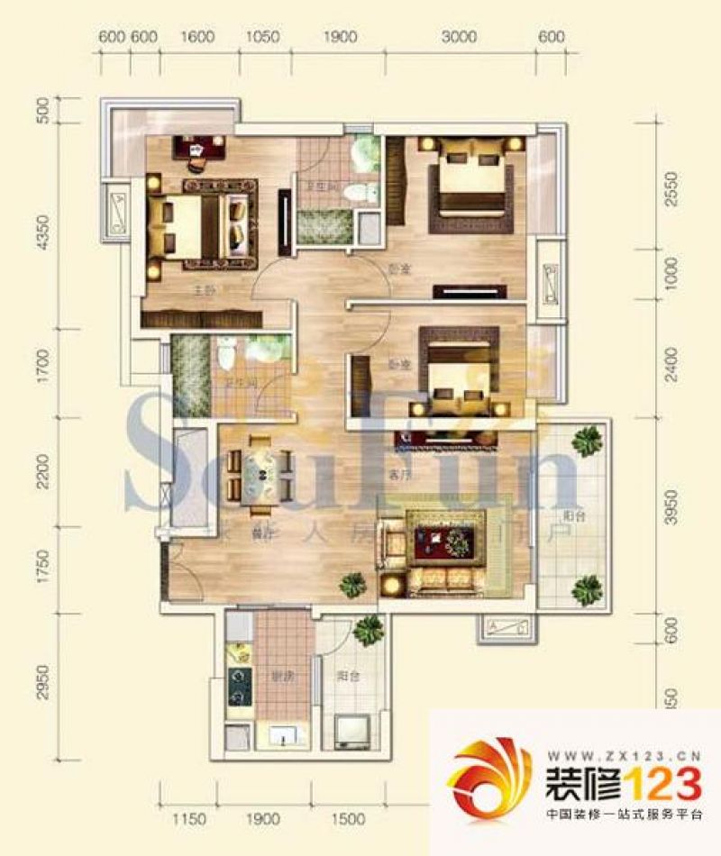 祥景花园户型图北区6座01单位 3 ...