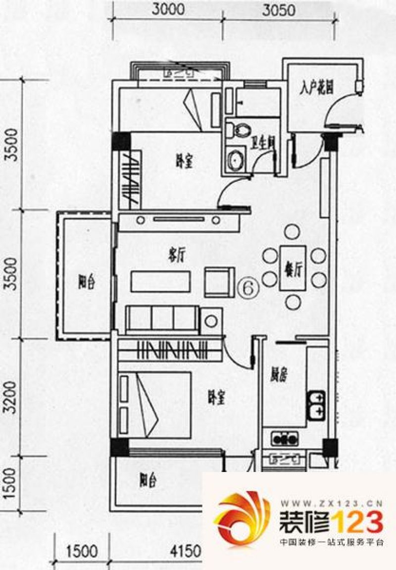 骏御华庭B栋-206户型户型图 ...