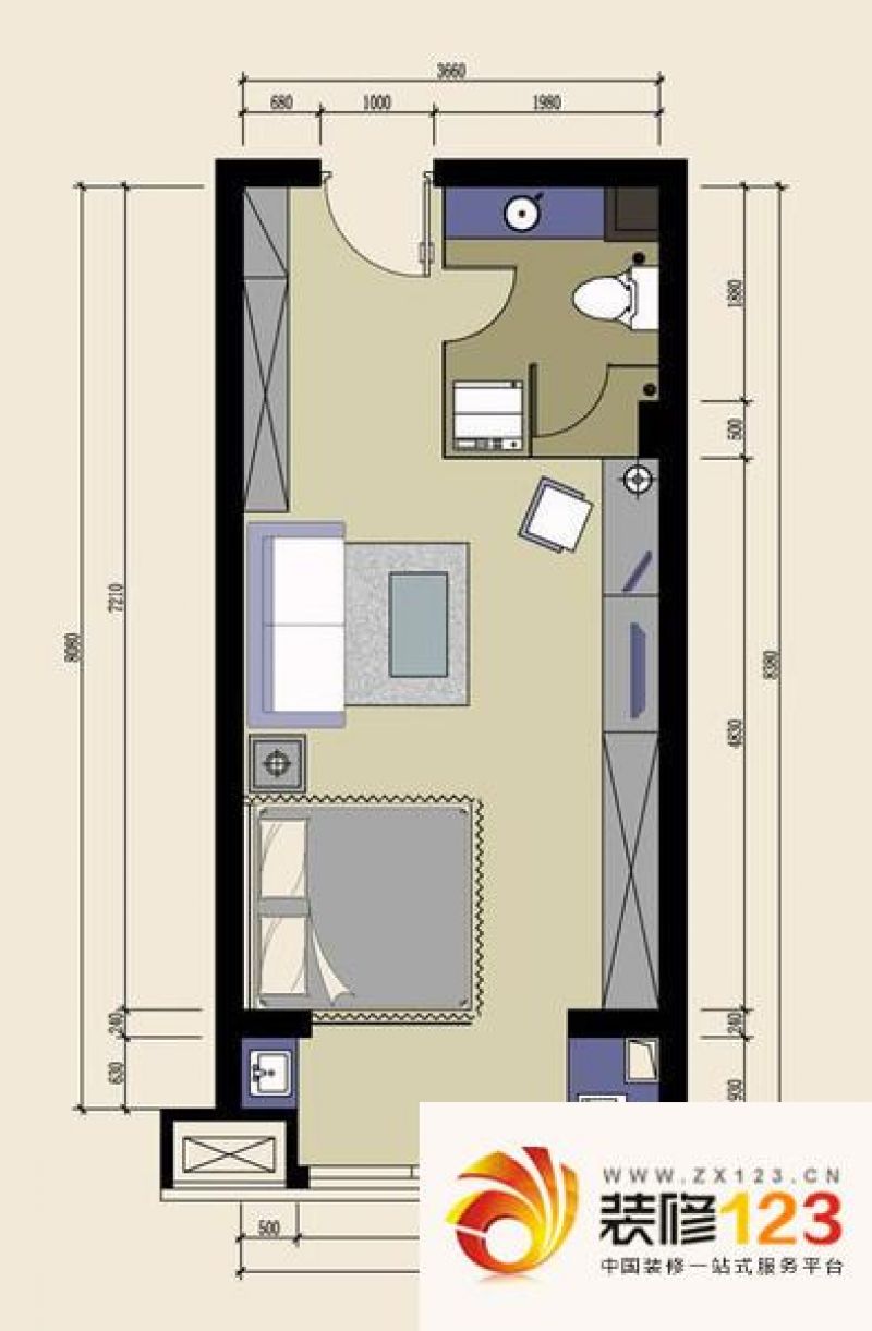合家春天户型图单身公寓40平方 1 