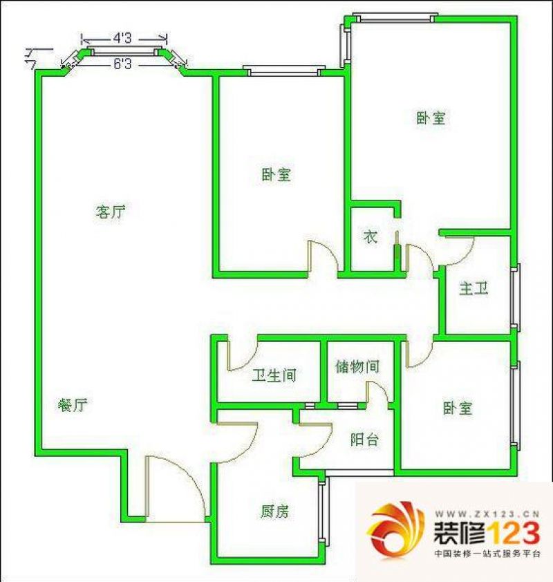 富港花园户型图户型图 2室2厅1卫 .