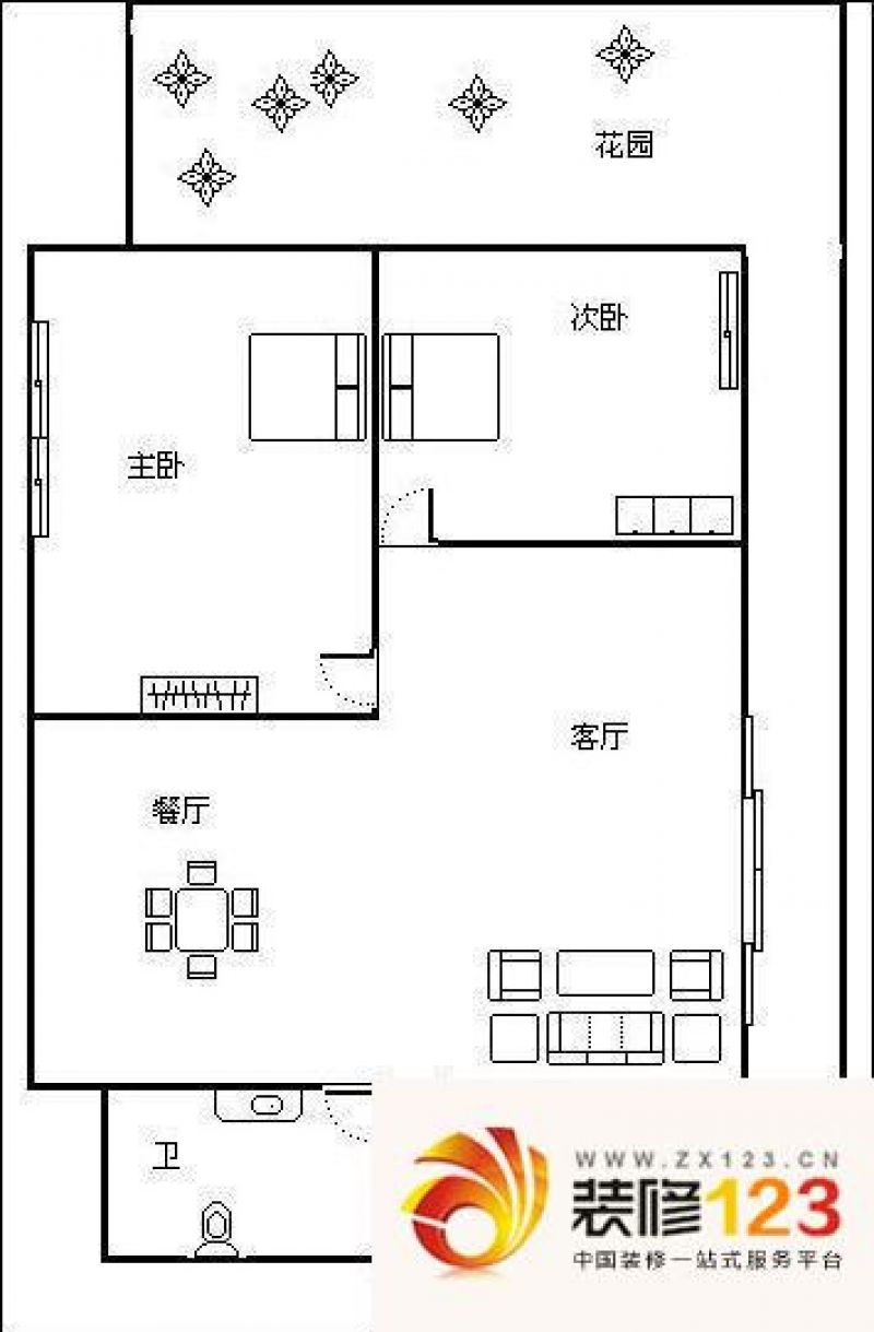 丽景华庭户型图户型图 2室2厅1卫 