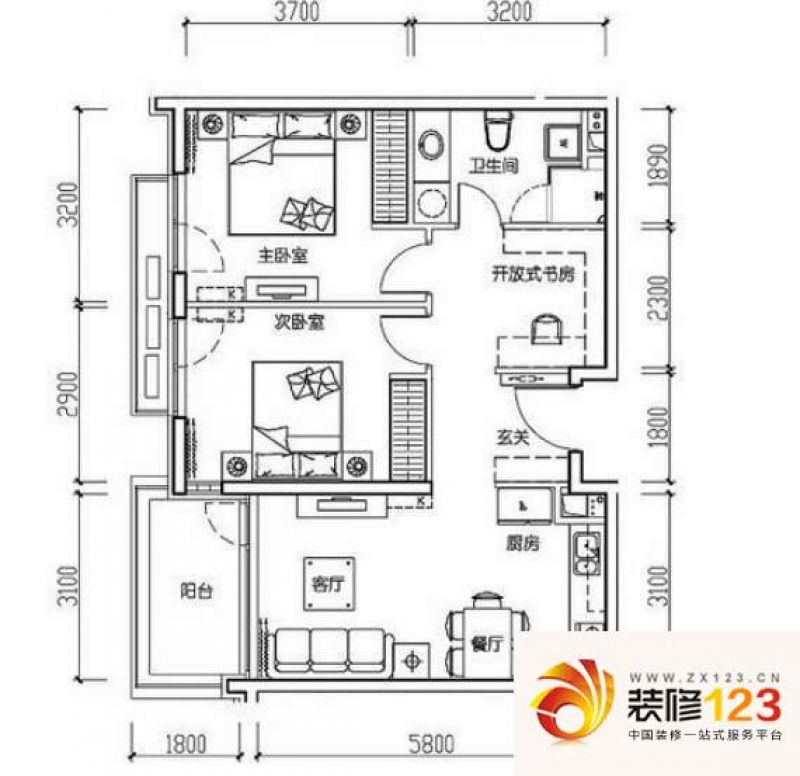 大西洋新城金石美苑311楼b户型户.