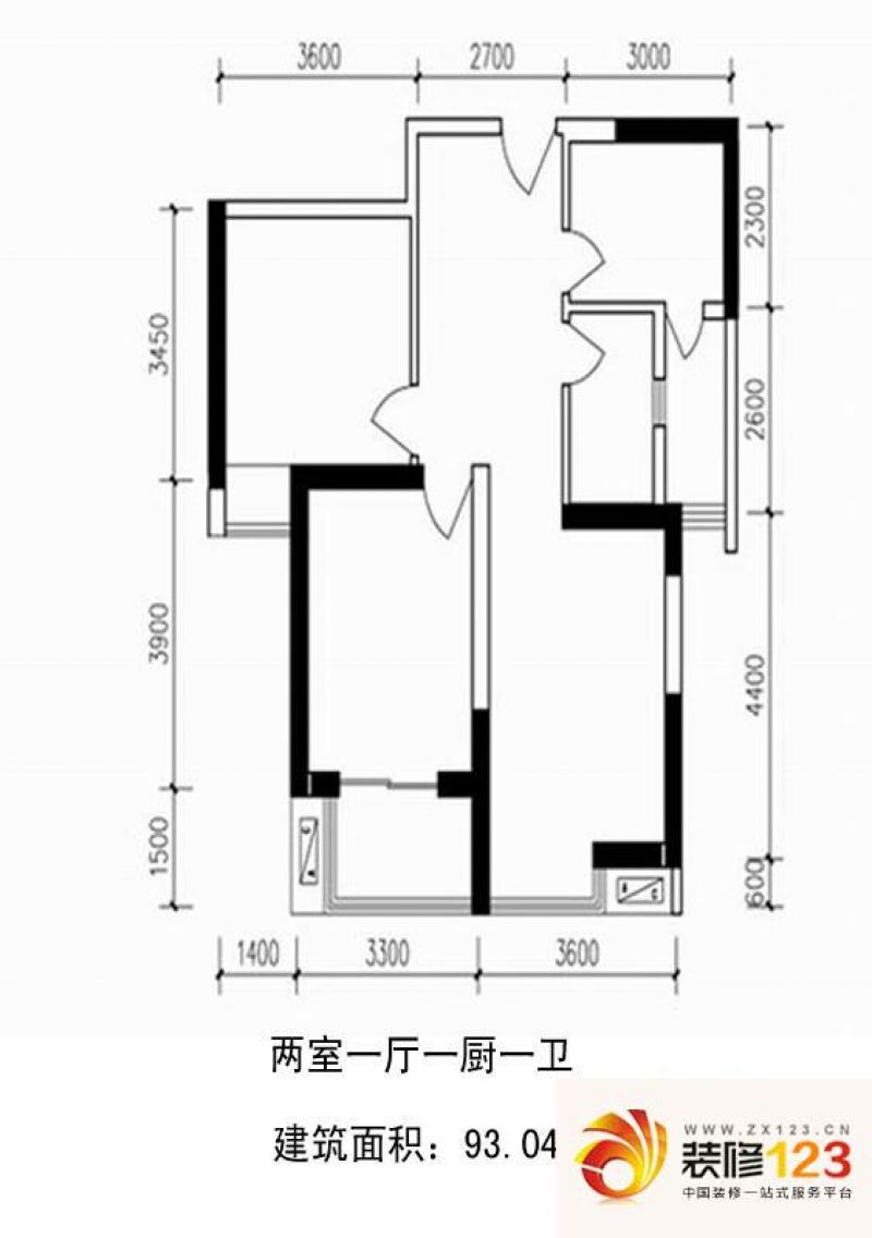 西安金茂紫庭金茂紫庭户型图户型图 2室2厅1卫.