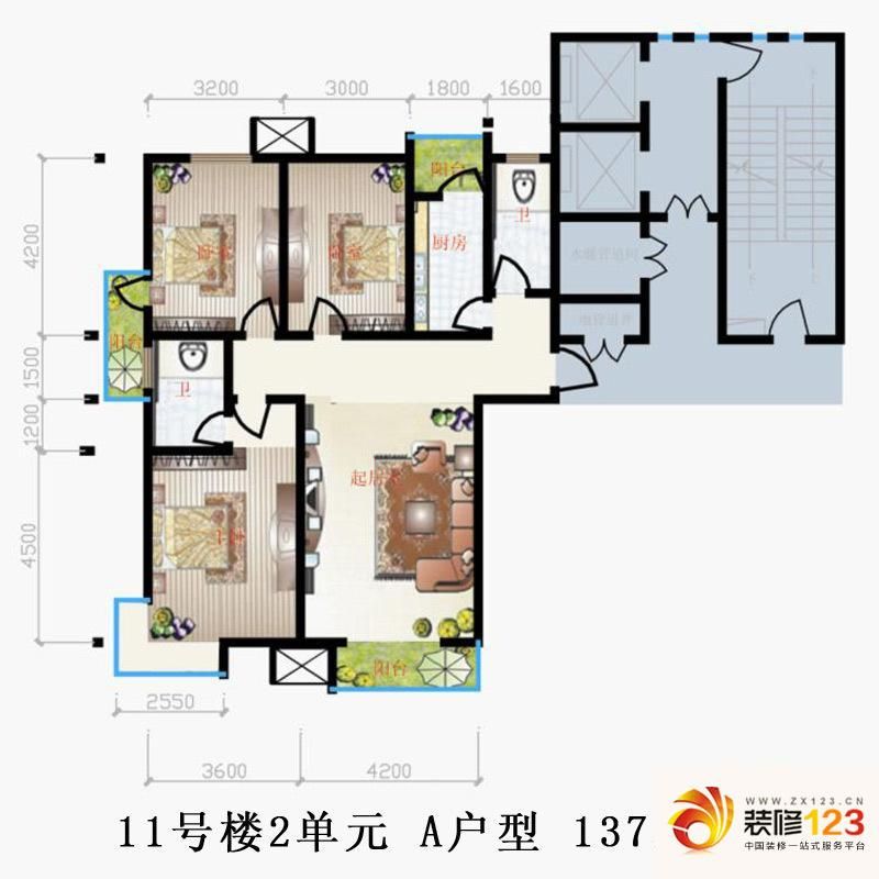 石家庄天润家园天润家园户型图10#2单元e户型 1 .