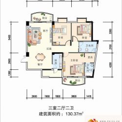 半岛华庭户型图2号楼D户型 3室2 ...