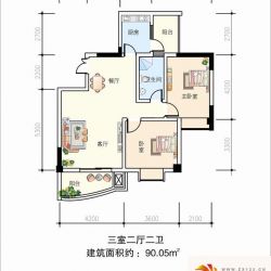 半岛华庭户型图2号楼A户型 3室2 ...