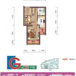 新港天地户型图公寓G-C2'户型 1 ...