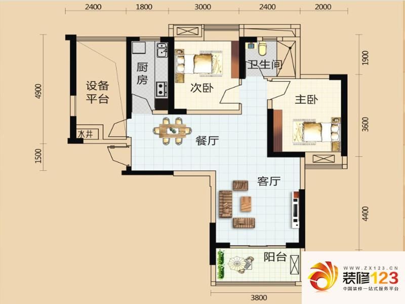 保利圆梦城户型图c-3户型 2室2厅.