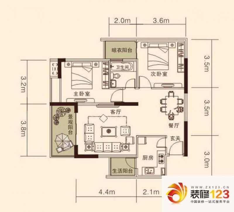 合川交通街兆甲合阳新城3号楼c31户型户型图.