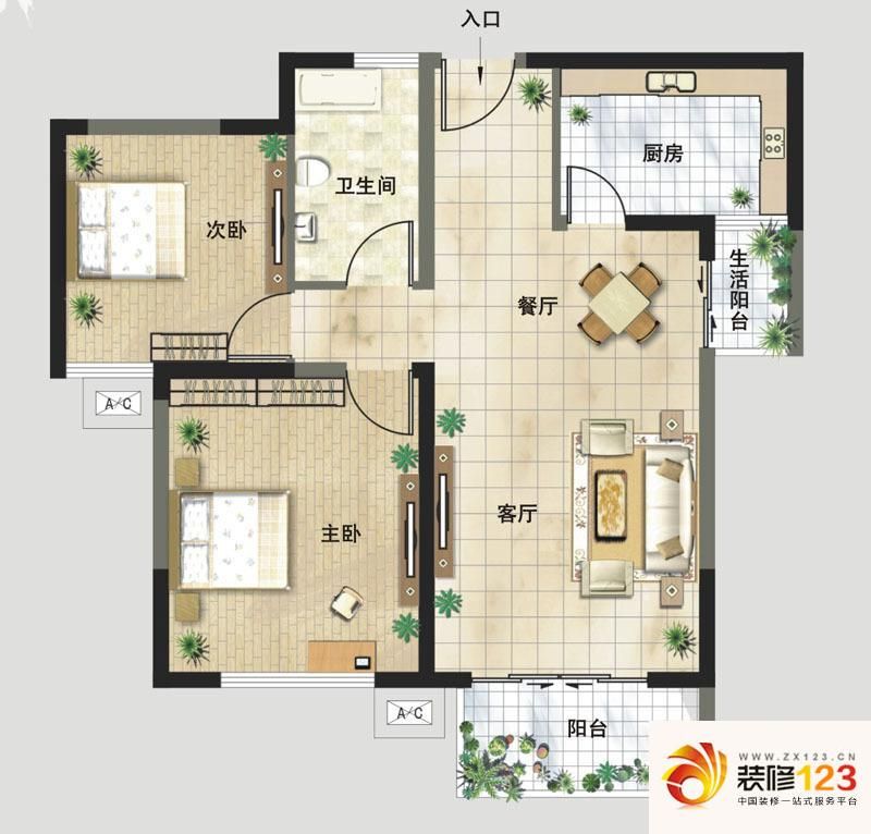 保利华都户型图三期d户型 3室2厅 .