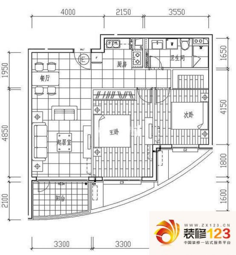 大西洋新城(聆湖苑)d户型户型图.