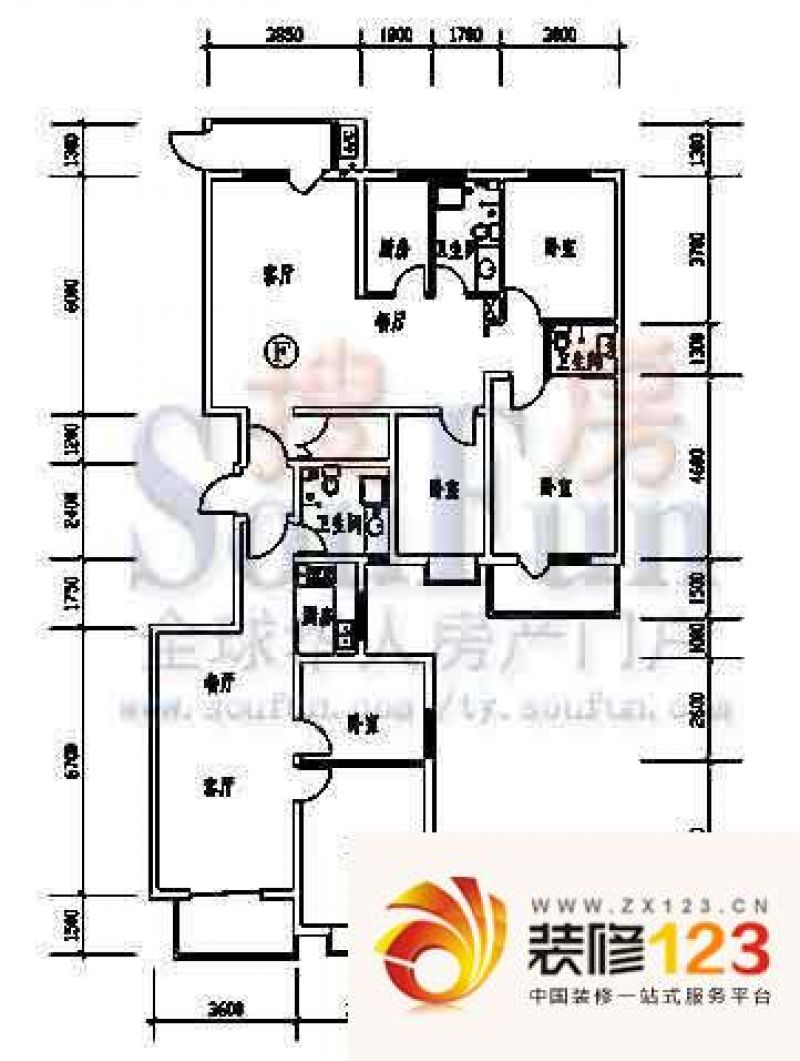 太原北晨峰景北晨峰景户型图c户型 3室.