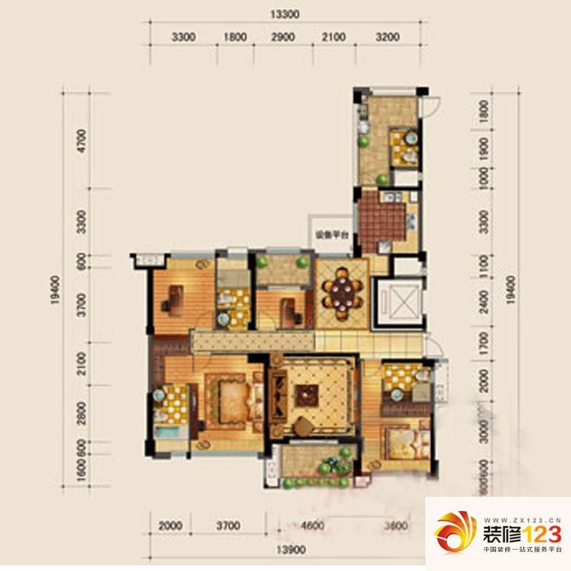 中联城户型图173平米户型图 4室2.