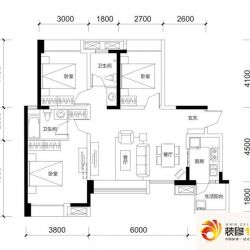 天府逸家户型图C2户型 3室2厅2卫 ...