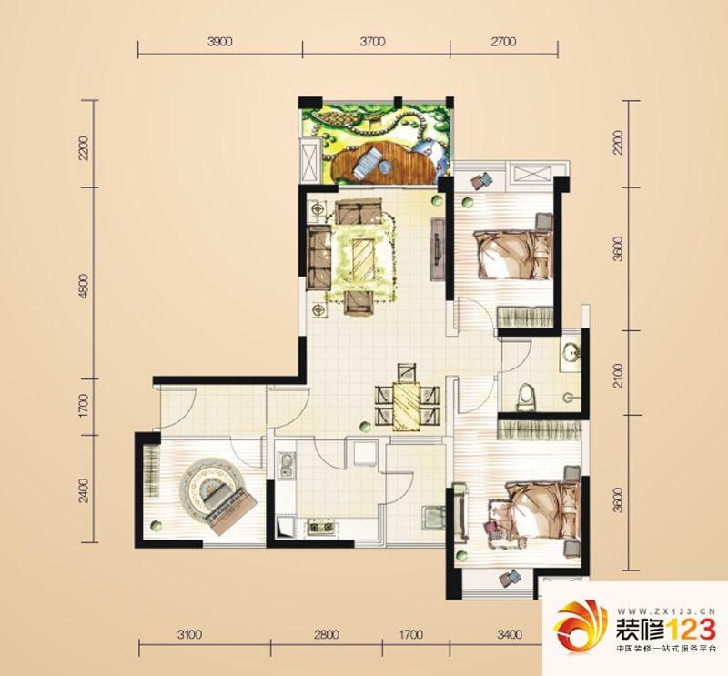 首创东公元户型图1号楼d3户型图.