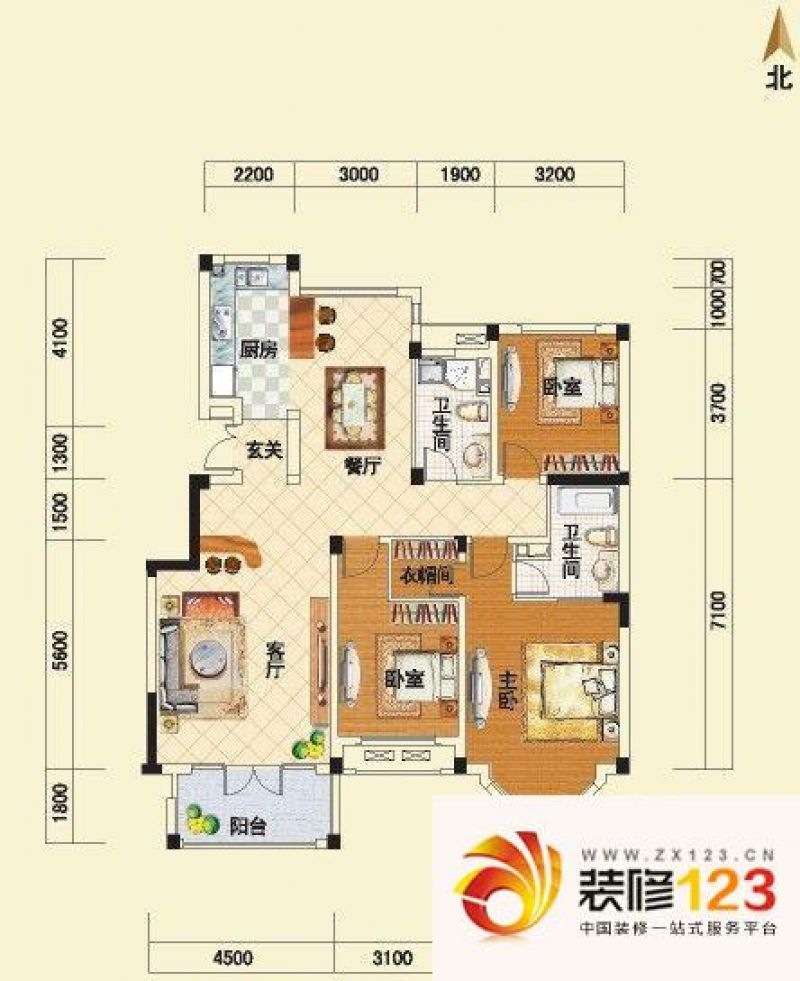 绿城百合花园户型图e1户型 3室2 .