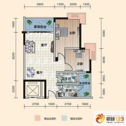 东韵嘉园户型图C2户型 2室2厅1卫 ...