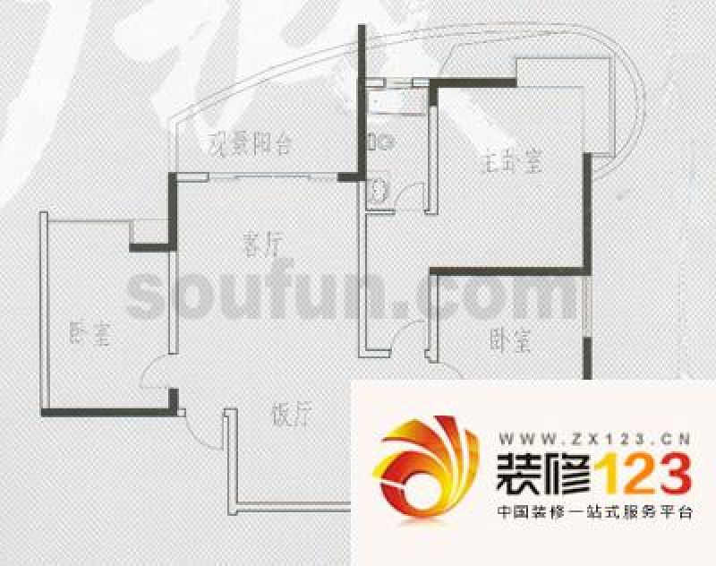 嘉韵山水城户型图a型 3室2厅2卫1.