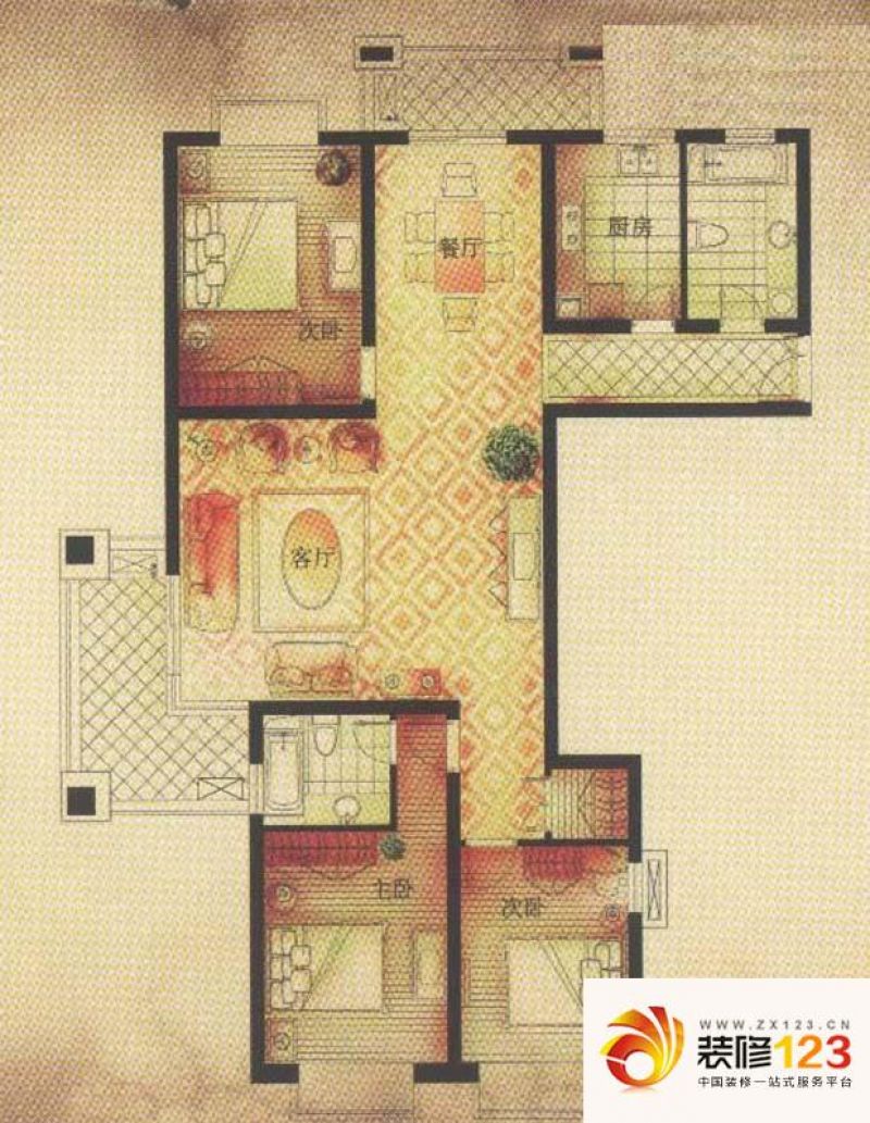 君御豪庭户型图户型图 3室2厅2卫 .