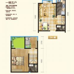 水岸西岭户型图跃层C4户型 2室1 ...