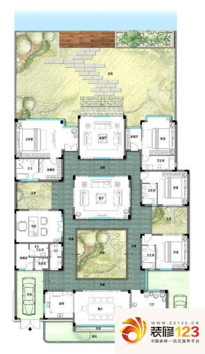 中国会馆户型图四合院a型一层平 .