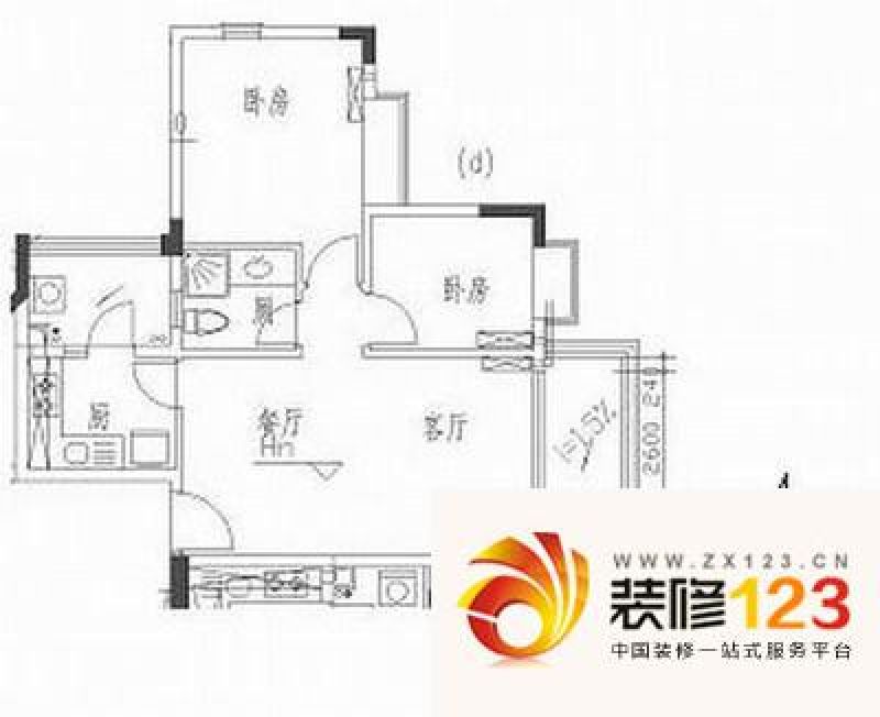 美林海岸花园云河轩户型图2室2厅.