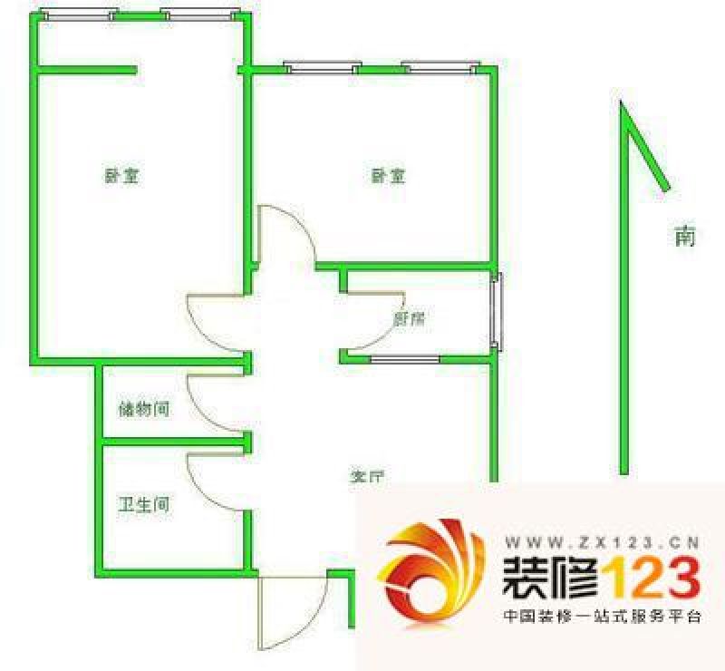 西苑小区户型图户型图 2室1厅1卫.