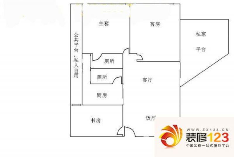 华景新城逸馨居户型图3室2厅户型.