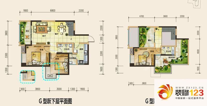 泰和歐城戶型圖一期g戶型躍層 3 .