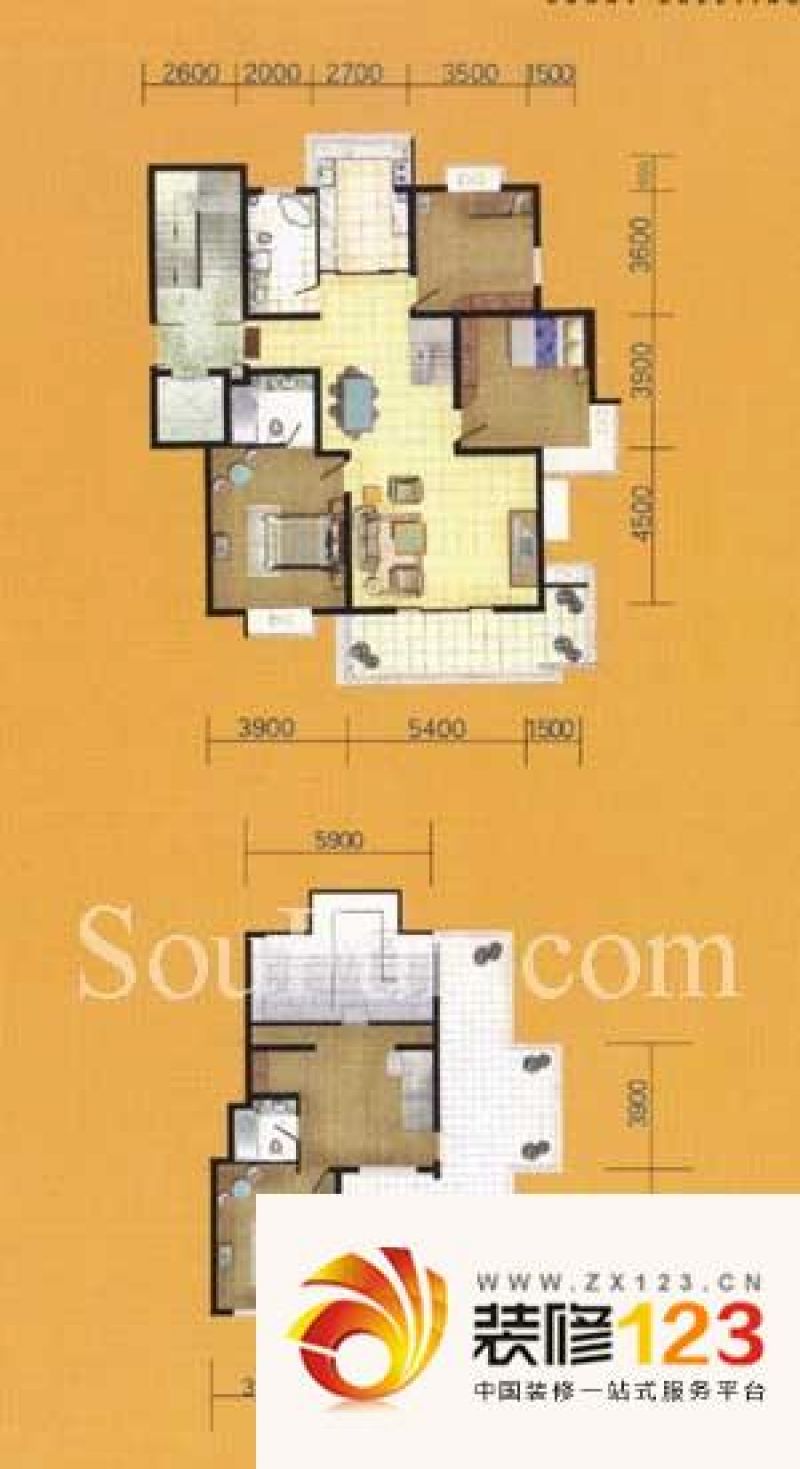 四季阳光花园户型图户型图 4室 4.