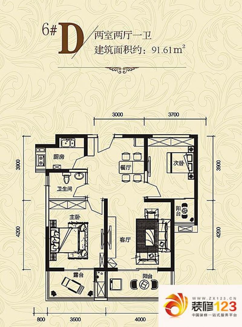 亿龙金河湾户型图户型6d 2室2厅1 .