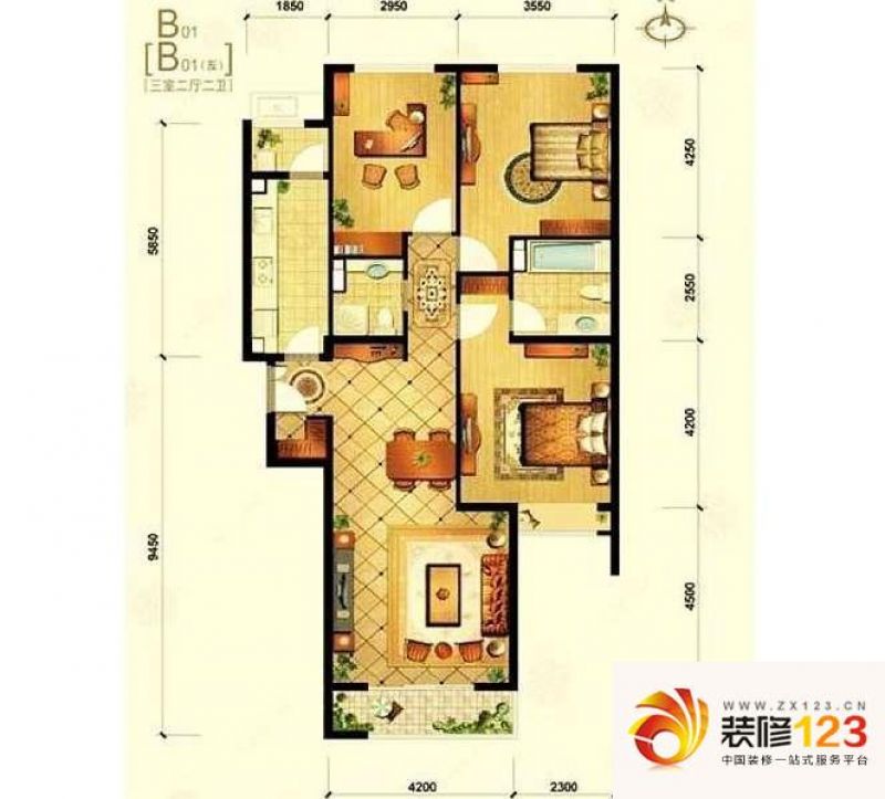 中信城B01户型户型图