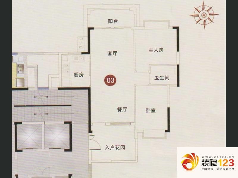 东港花园户型图B1栋03单元 2室2 ...