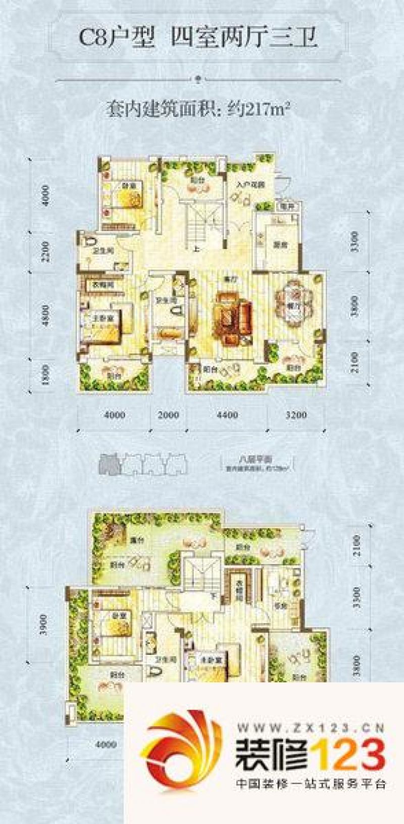 隆鑫鸿府一期b1栋跃层户型c8户型 