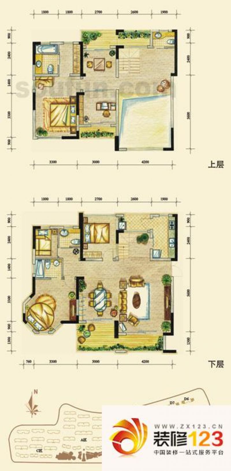 东原中央美地户型图跃层a户型 5.