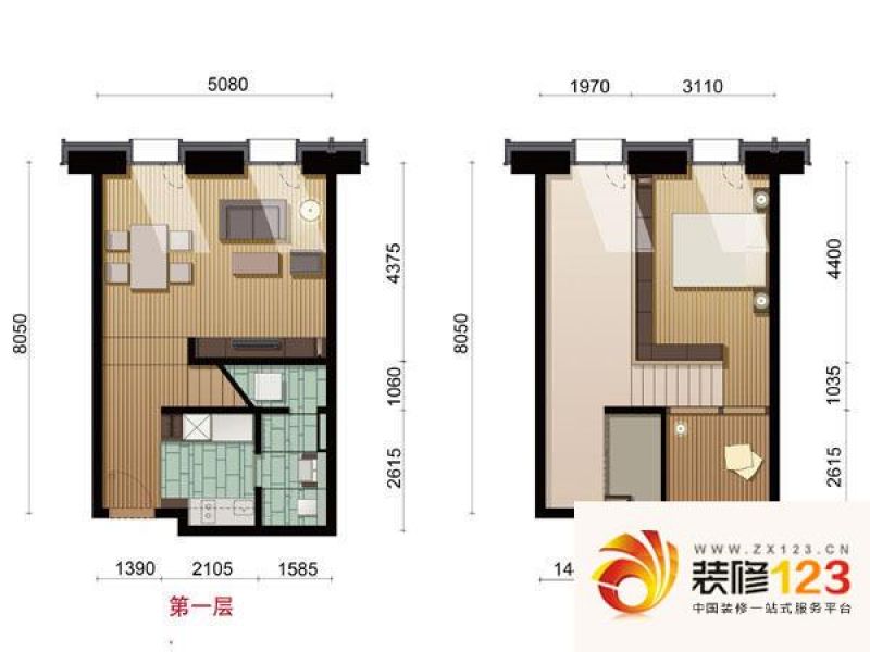 COCO MOMA户型图A户型 2室1厅1卫 ...