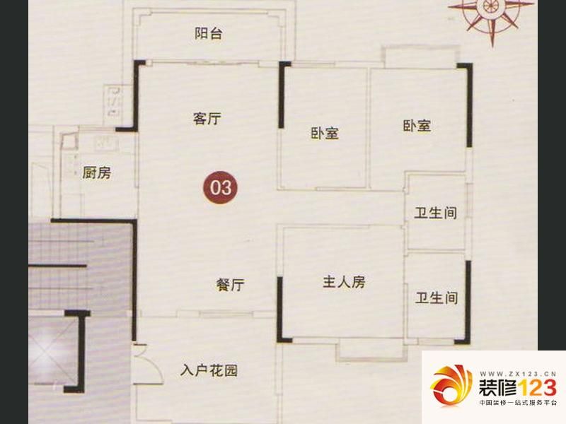 东港花园户型图B4栋03单元 3室2 ...