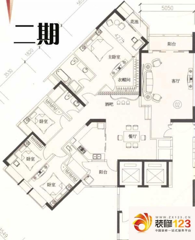 华标涛景湾户型图二期01栋02单元.