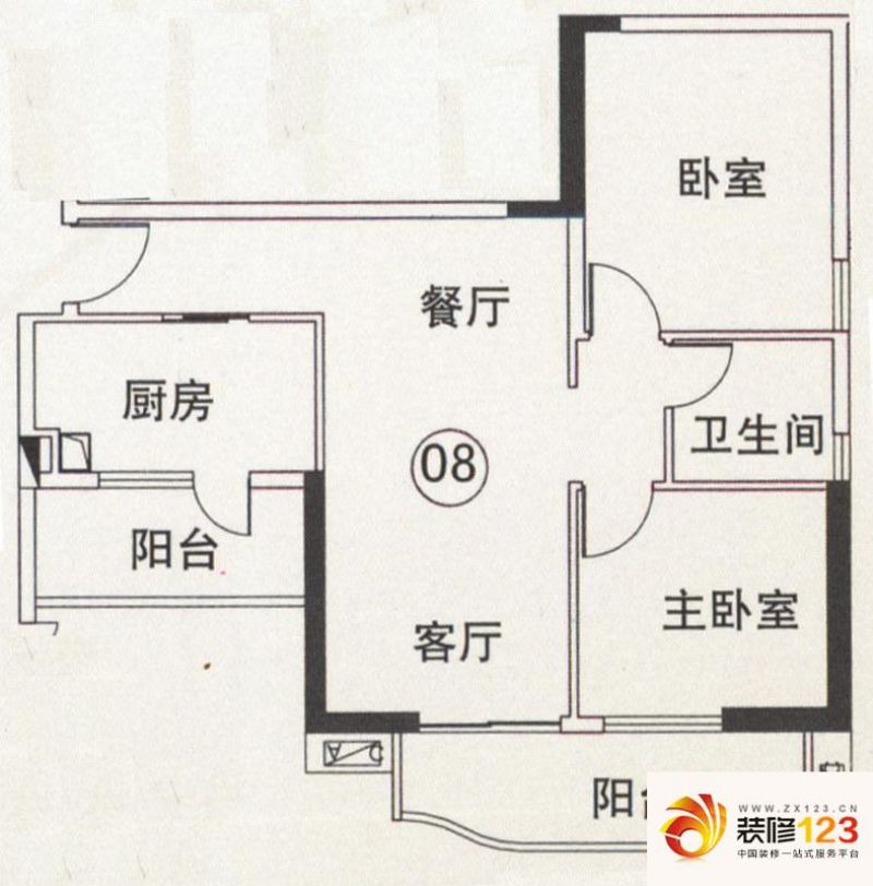 翠城花园户型图22栋4层08单元户.