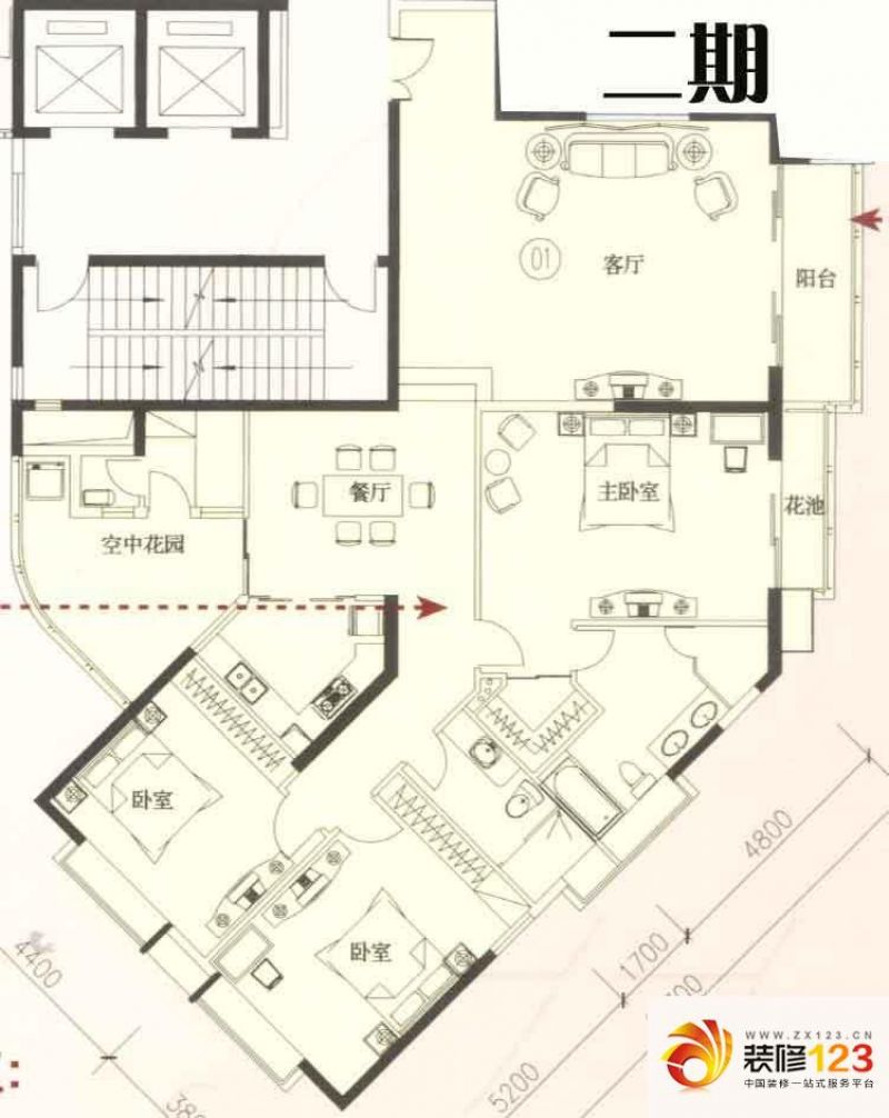 华标涛景湾户型图二期01栋01单元.