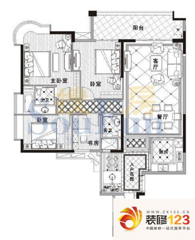 广州富力千禧花园富力千禧花园户型图2室2厅户型图.