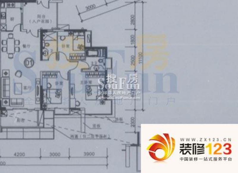 富力现代广场户型图b栋2-24层01.