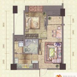 锦城世家户型图4号楼F3户型 1室2 ...