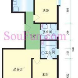 九和苑户型图A座F户型 2室2厅2卫 ...