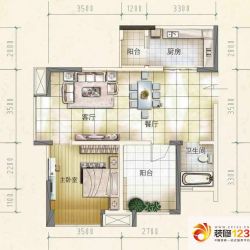 檀香花园户型图5号楼A2户型 1室2 ...