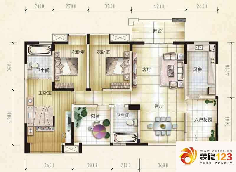 檀香花园户型图5号楼A1户型 3室2 ...