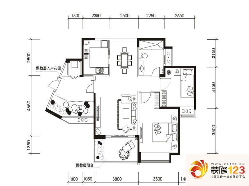 华置西锦城B户型图